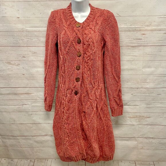 Anthropologie Far Away Close Coiled Cable Knit Wool Duster Sweater - Picture 1 of 8